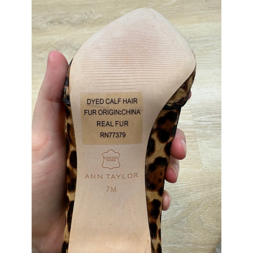 Ann Taylor Leopard Print Calf Hair d'Orsay Pumps Pointed Toe Stiletto Heels 7 - Picture 6 of 6